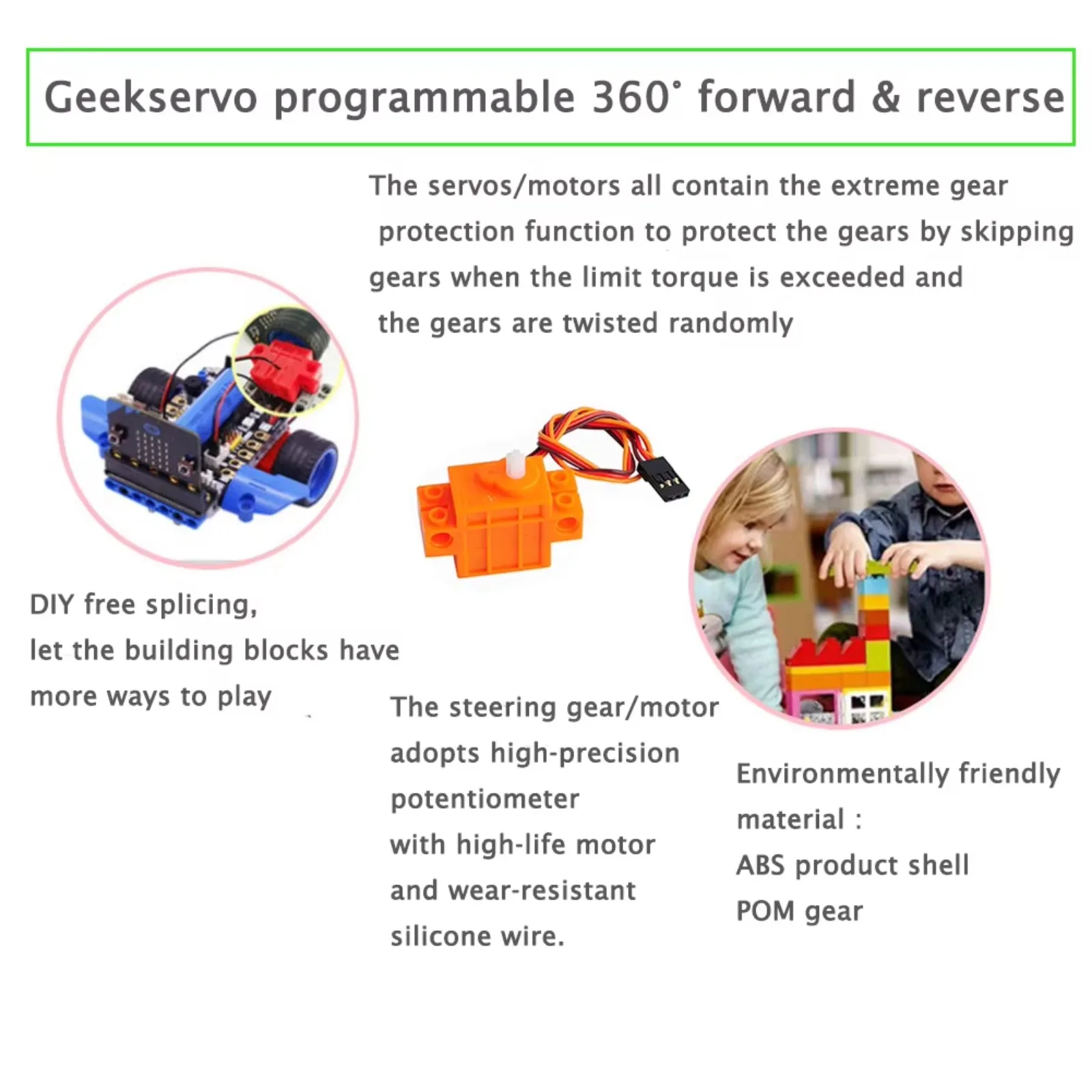 Microbit Robot - 4pcs Geekservo 360 Degree Continuous Rotation